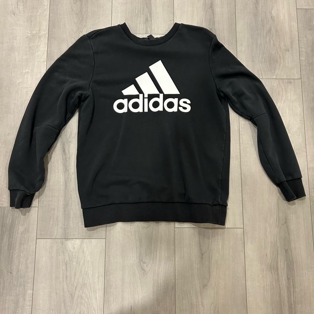 Adidas Black and White Crewneck Sweater